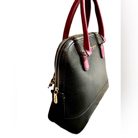 Karl Lagerfeld Paris Black Leather & Magenta Simone Satchel - Picture 11 of 16